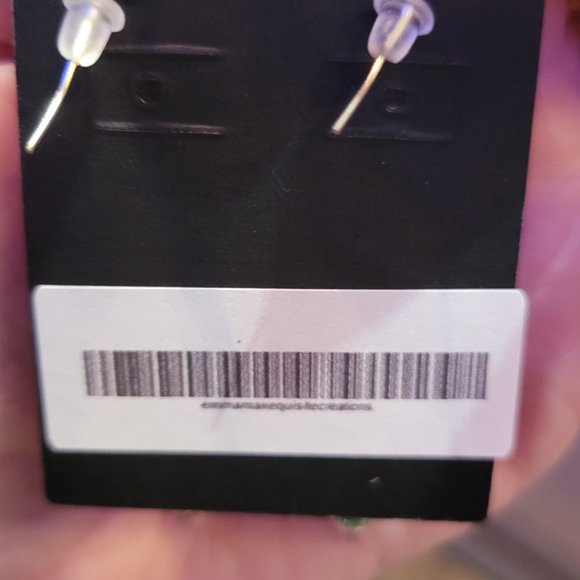 Flower Bell Glass Earrrings with Silver flowers and Round Beads - Picture 3 of 4